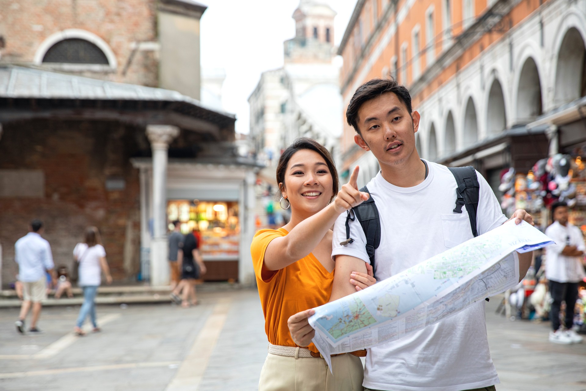 Lovely asian couple in Venice - Italy for their honeymoon